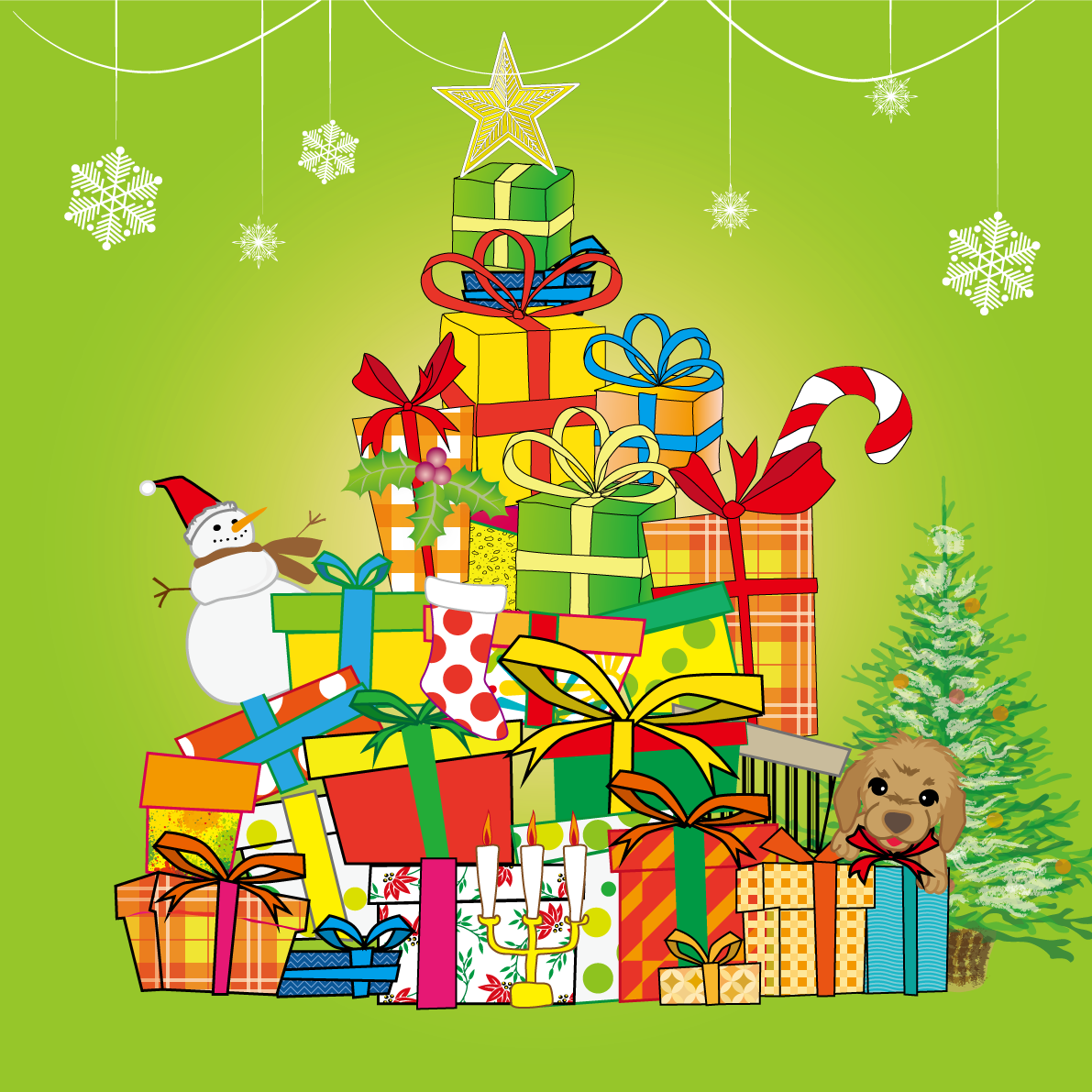 クリスマス プレゼントイラスト無料 フリー90583に写真・文字を入れる