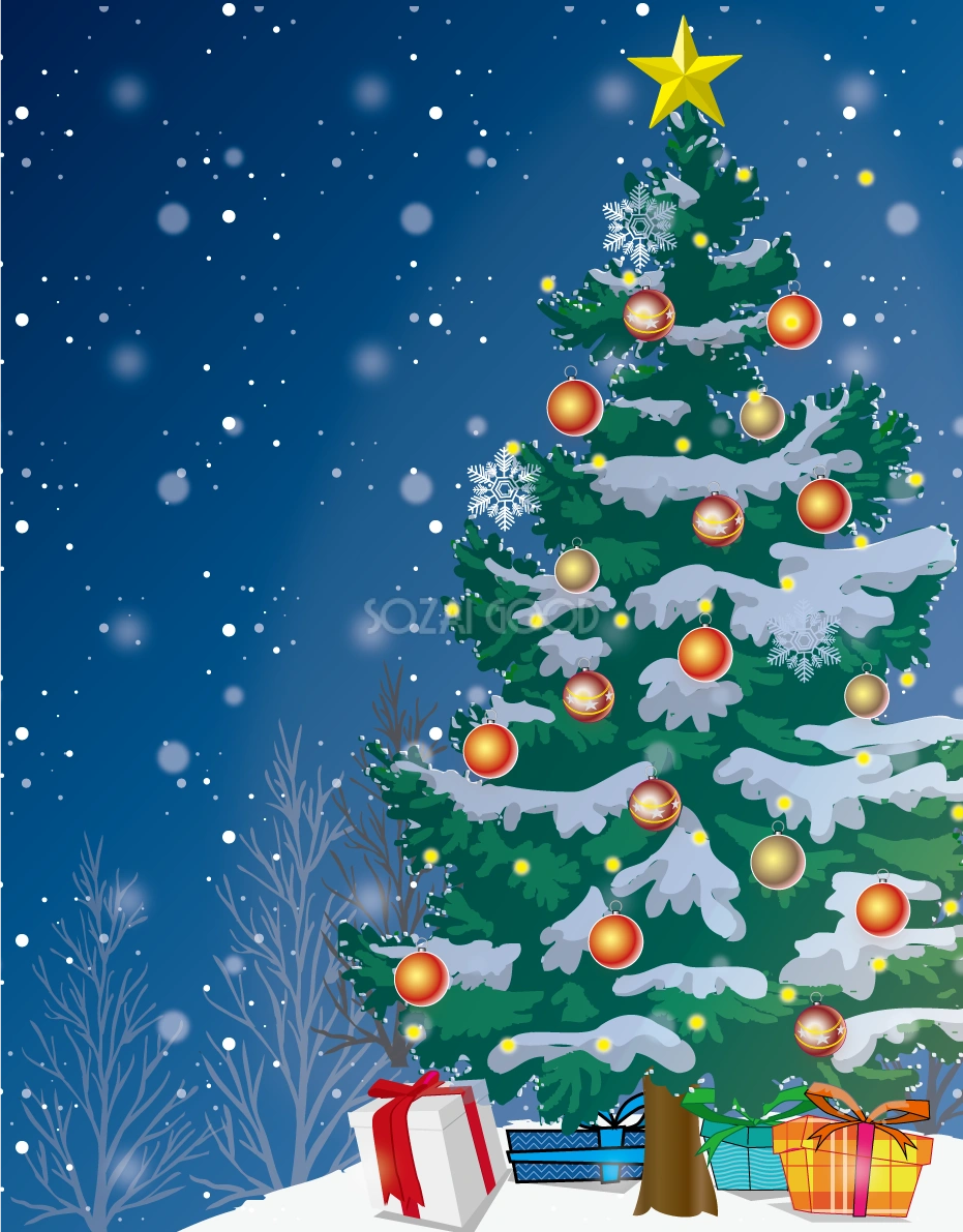 クリスマス 綺麗 ツリー 背景 イラスト無料 フリー90595