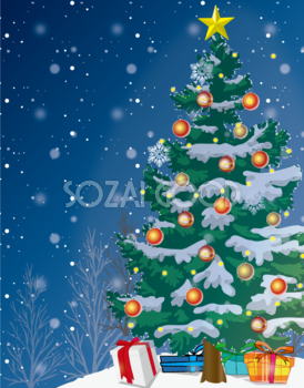 クリスマス 綺麗 ツリー 背景 イラスト無料 フリー90595