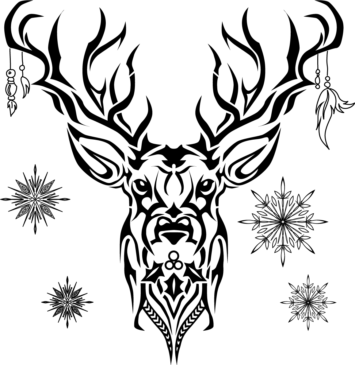 トナカイ おしゃれ 白黒 イラスト無料 フリー90603に写真・文字を入れる