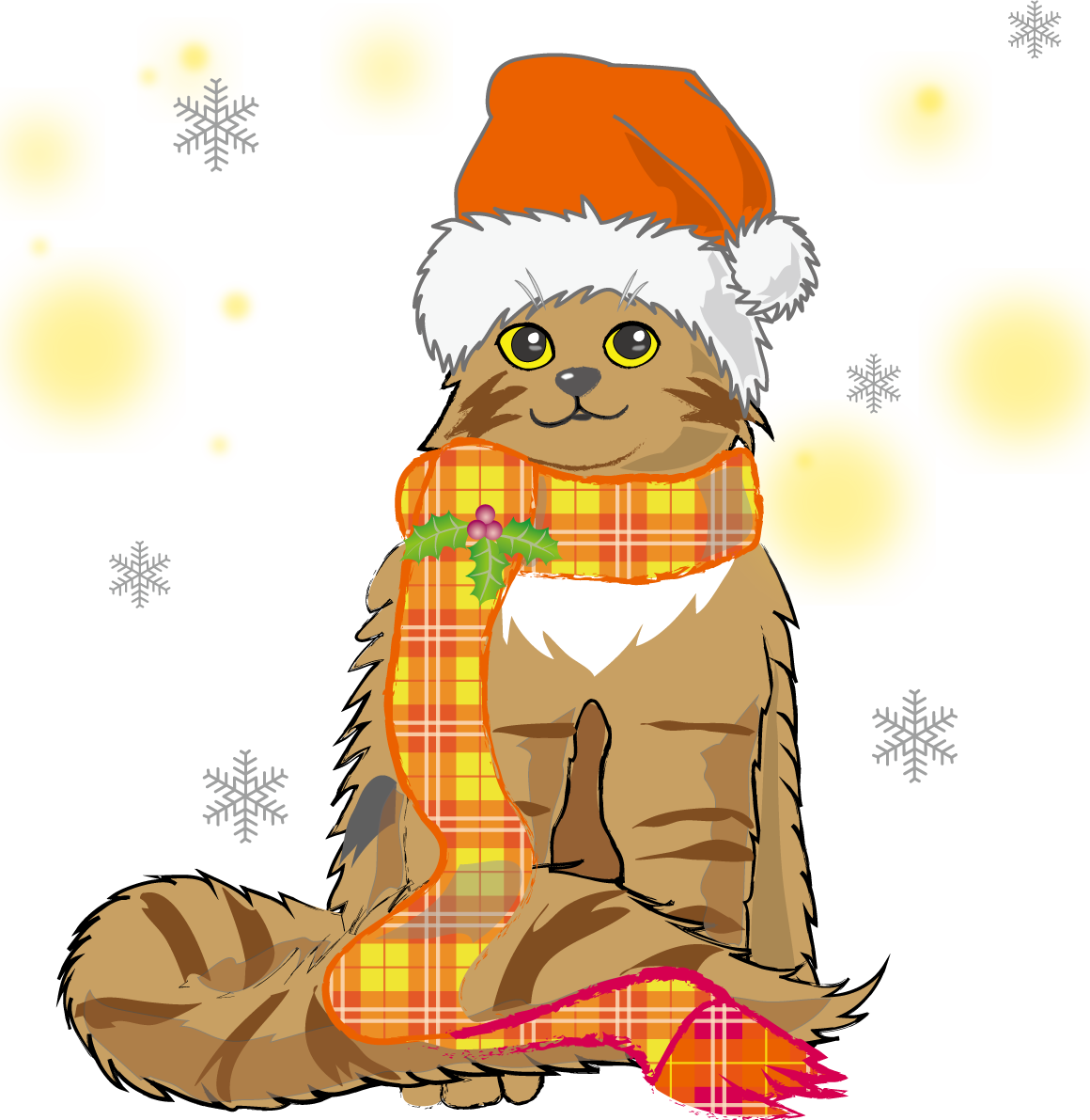 ねこ 猫 クリスマスイラスト無料 フリー90606に写真・文字を入れる