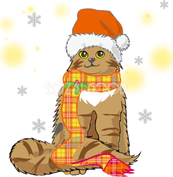 ねこ 猫 クリスマスイラスト無料 フリー90606