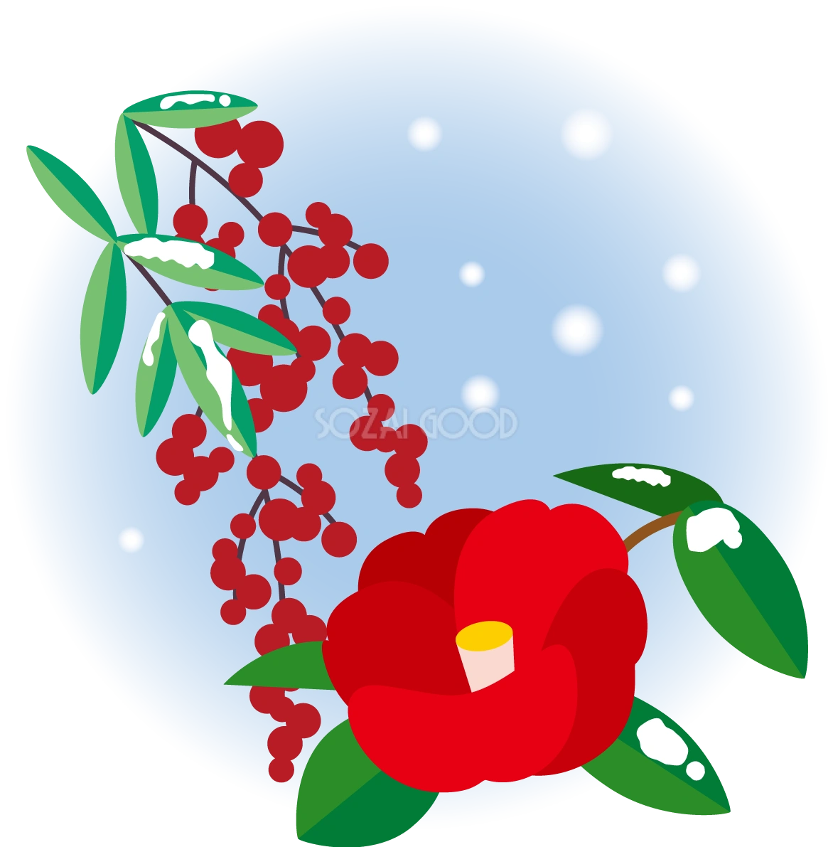 冬 雪 花 椿 イラスト無料 フリー90691