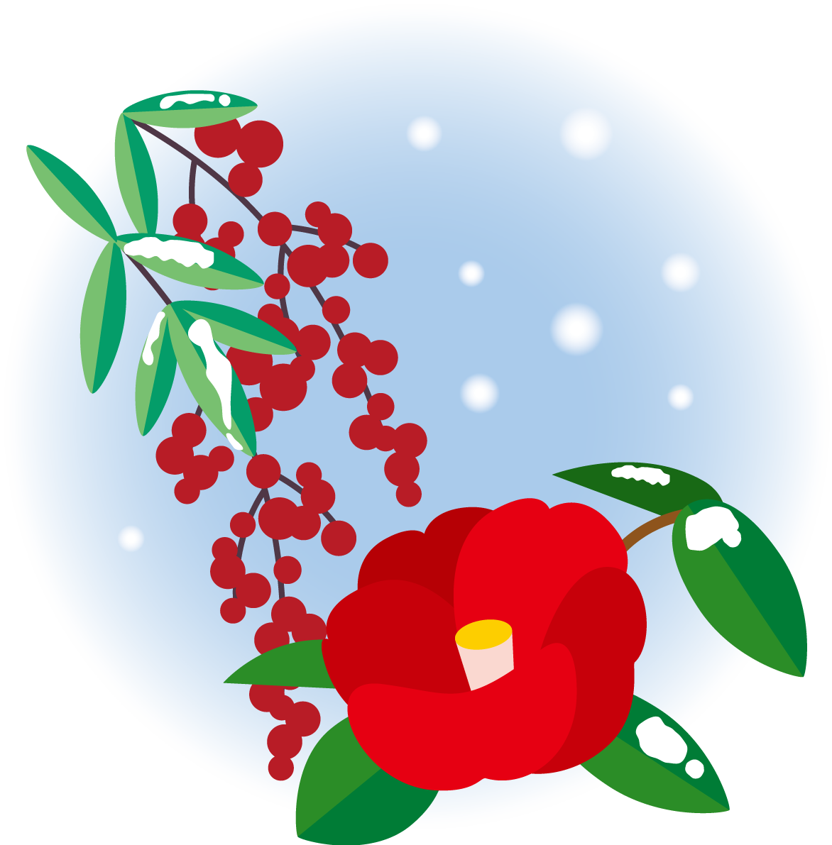 冬 雪 花 椿 イラスト無料 フリー90691に写真・文字を入れる