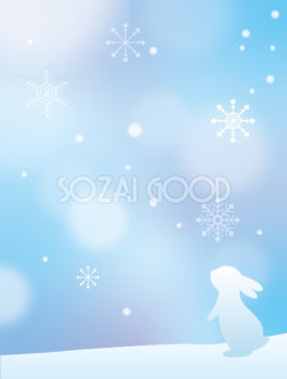 冬 雪の結晶 綺麗(幻想的)な景色 うさぎ 背景イラスト無料 フリー90708