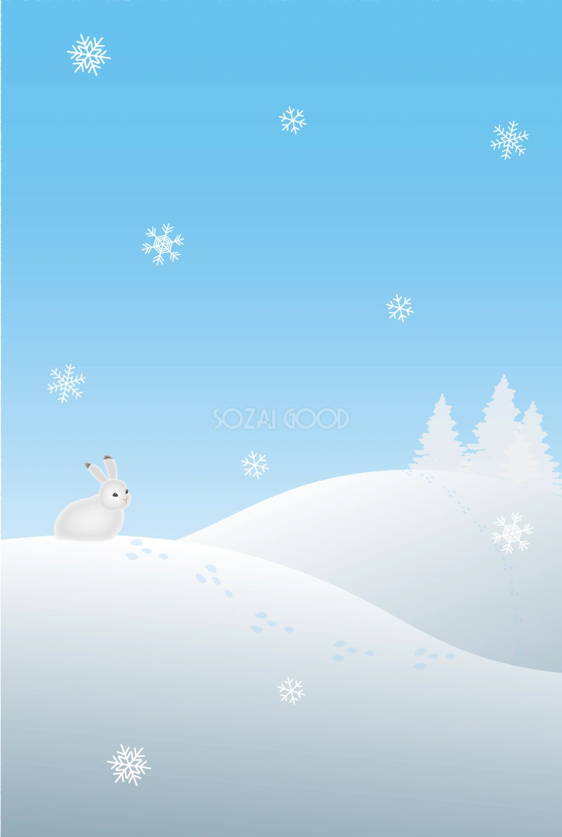 冬 雪の結晶 うさぎ 背景 イラスト無料 フリー90745