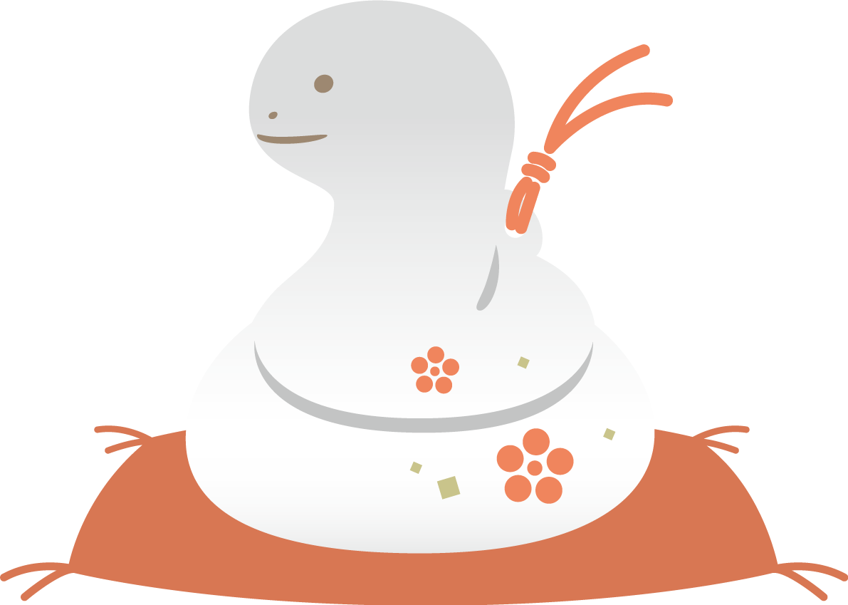 白い蛇の土鈴 ビジネス2025 巳年イラスト無料 フリー90801に写真・文字を入れる