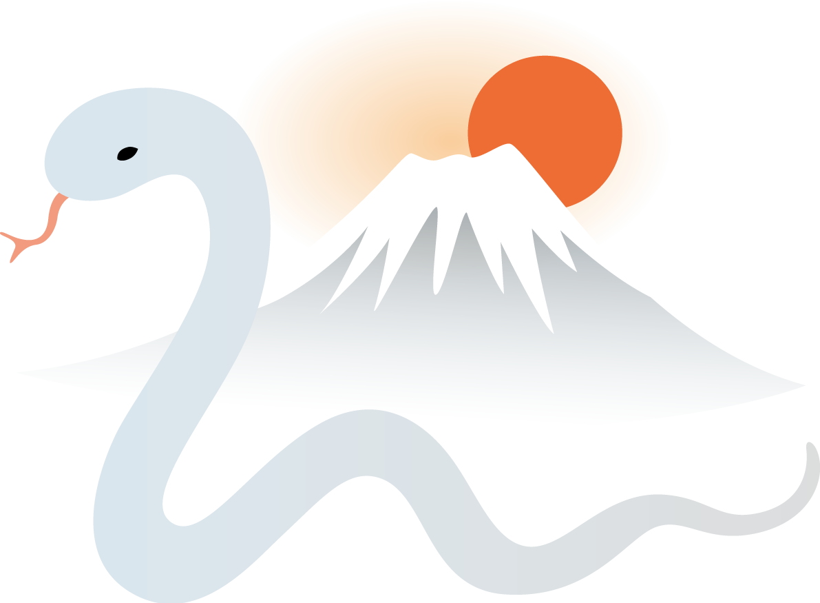富士山と白い蛇ビジネス2025 巳年イラスト無料 フリー90802に写真・文字を入れる