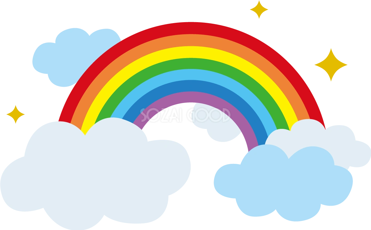 虹 雲 かわいい 7色 イラスト無料 フリー90805