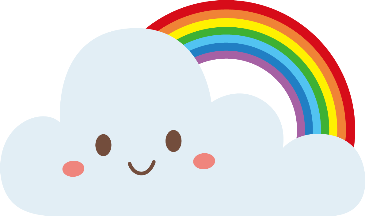 虹 雲 顔 かわいい 7色 イラスト無料 フリー90806に写真・文字を入れる