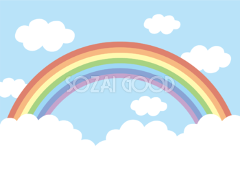 虹 背景 空 雲 かわいい 7色 イラスト無料 フリー90823