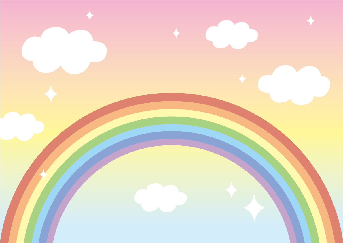 虹 背景 空 雲 かわいい 7色 イラスト無料 フリー90825に写真・文字を入れる