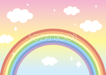 虹 背景 空 雲 かわいい 7色 イラスト無料 フリー90825