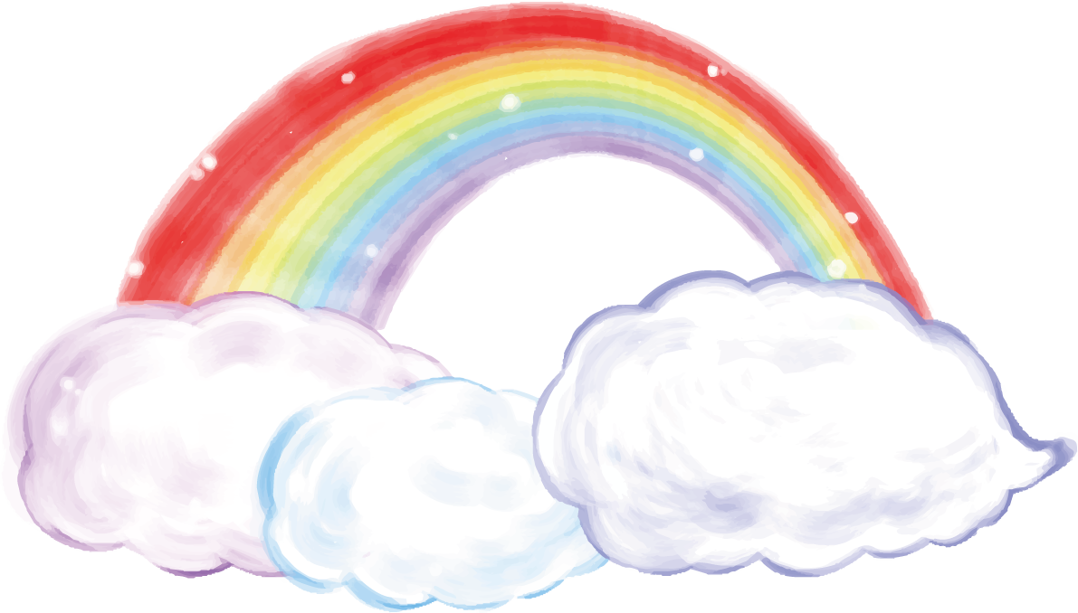 手書き 虹 雲 おしゃれ 7色 イラスト 無料 フリー90832に写真・文字を入れる