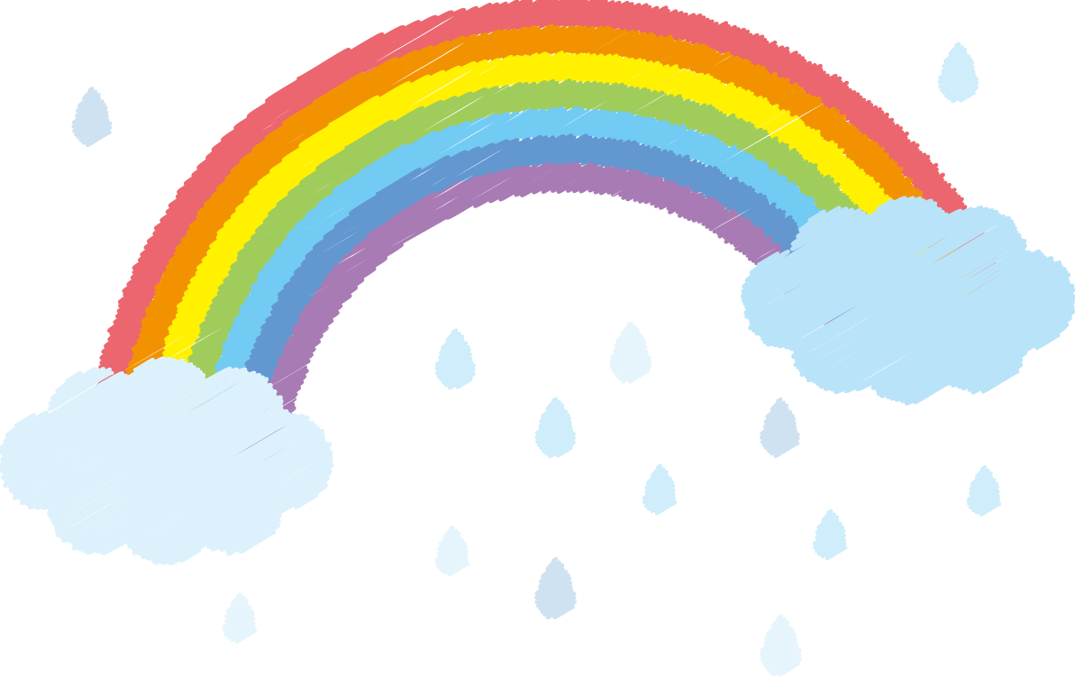 虹 雲 雨 手書き 7色 イラスト 無料 フリー90853に写真・文字を入れる