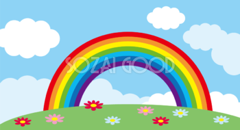 虹 背景 空 花 かわいい 7色 イラスト 無料 フリー90862