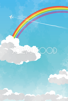 虹 背景 空 飛行機 雲 おしゃれ 7色 イラスト無料 フリー90895