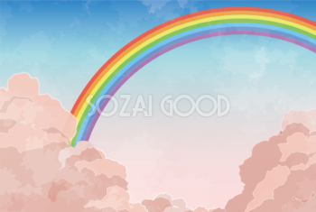 虹 背景 空 雲 おしゃれ 7色 イラスト無料 フリー90896