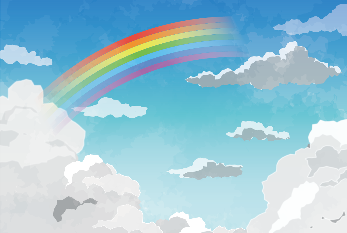 虹 背景 空 雲 おしゃれ 7色 イラスト無料 フリー90898に写真・文字を入れる
