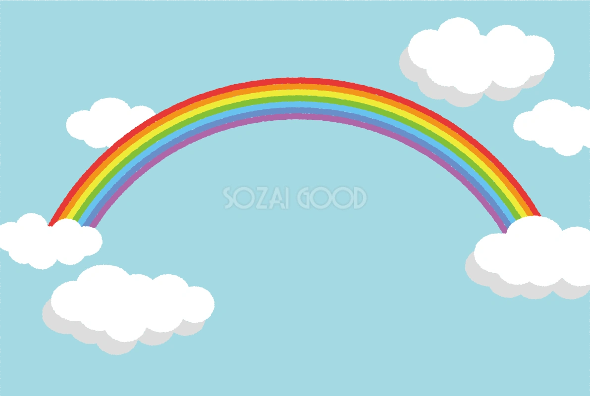 虹 背景 空 雲 かわいい 7色 イラスト無料 フリー90899