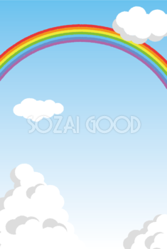 虹 背景 空 雲 かわいい 7色 イラスト無料 フリー90900