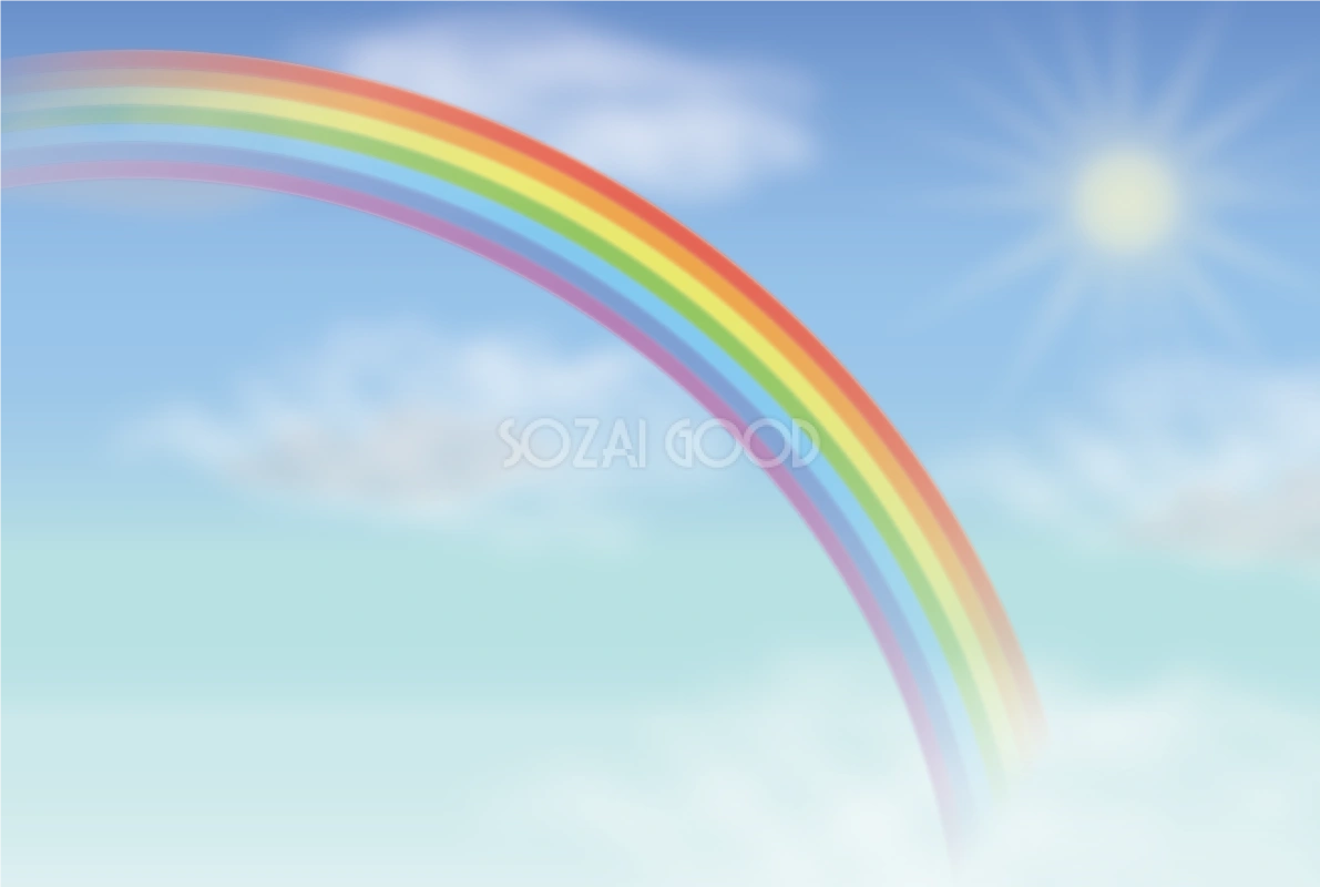 虹 背景 空 リアル 7色 イラスト無料 フリー90905