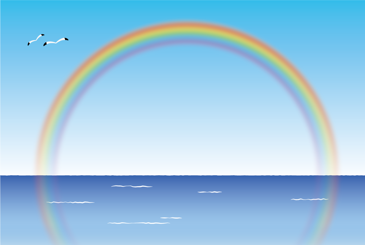 虹 おしゃれ 海 7色 背景イラスト無料 フリー90916に写真・文字を入れる