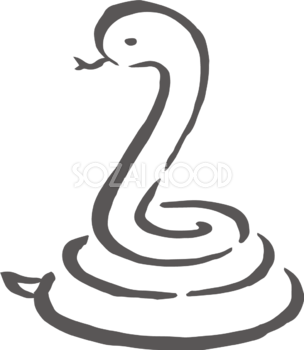 どぐろを巻く白い蛇 筆書き風 ビジネス2025 巳年イラスト無料 フリー91025