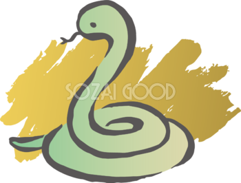 どぐろを巻く緑の蛇 筆書き風 ビジネス2025 巳年イラスト無料 フリー91027