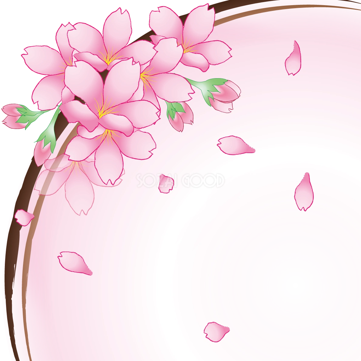 桜 リアル フレーム枠 背景イラスト無料 フリー91070