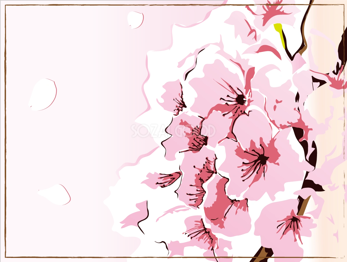 桜 背景 フレーム枠 リアル イラスト無料 フリー91073