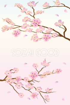桜の枝 背景 イラスト無料 フリー91087