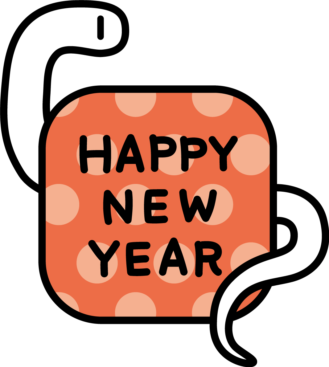 HAPPY NEW YEARのプレートの後ろから巻きつく白蛇 かわいい2025 巳年イラスト無料 フリー91195に写真・文字を入れる