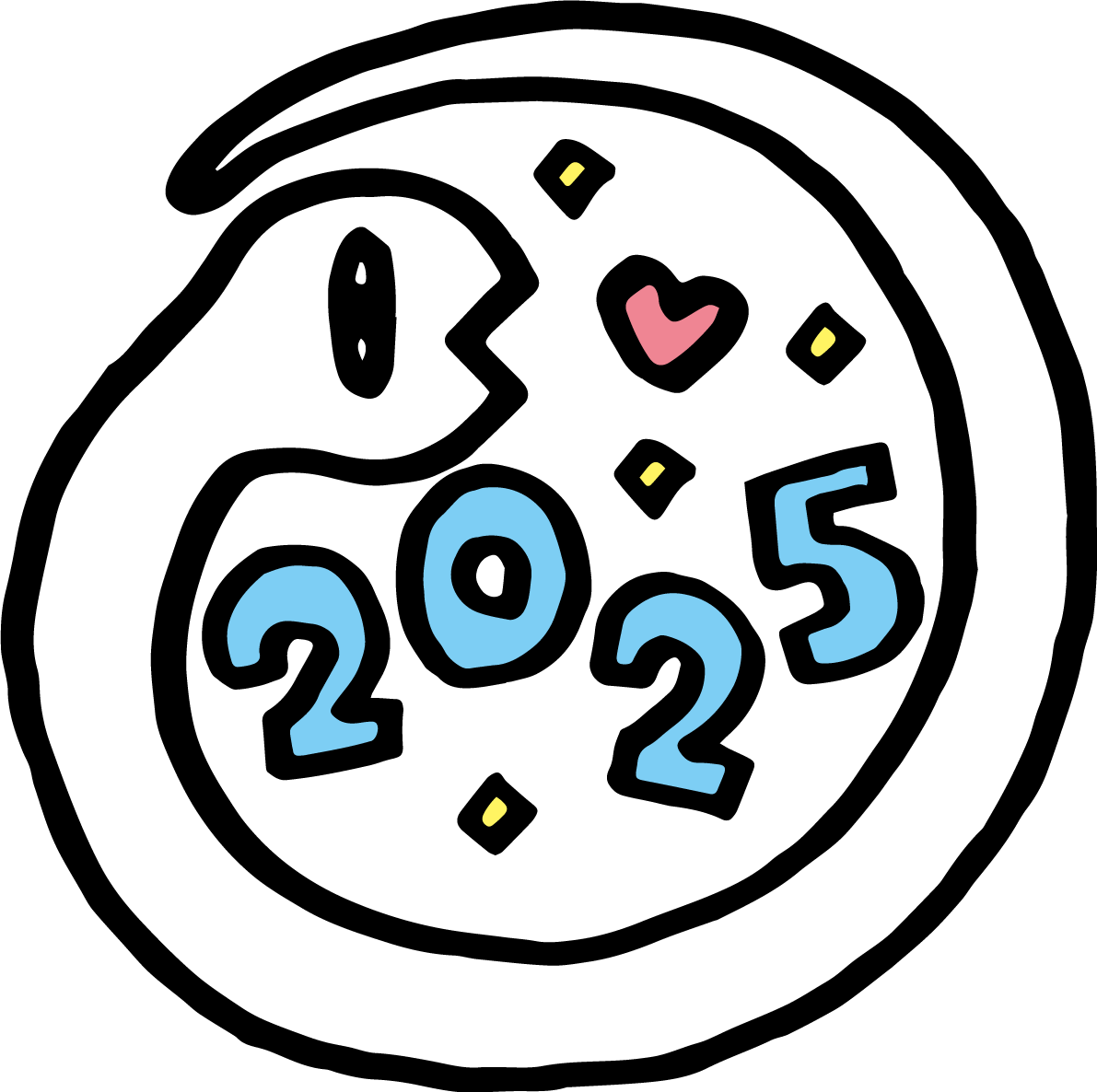 2025を囲む白蛇かわいい巳年イラスト無料 フリー91267に写真・文字を入れる
