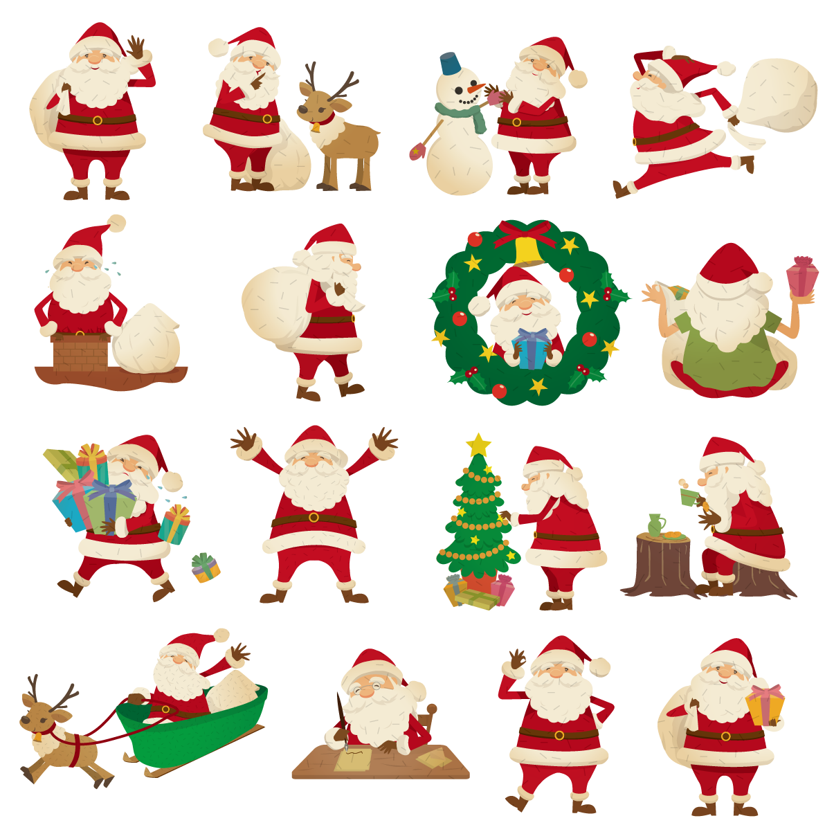 おしゃれ サンタクロース クリスマス イラスト シリーズ１ セット素材集 無料 フリー91323に写真・文字を入れる