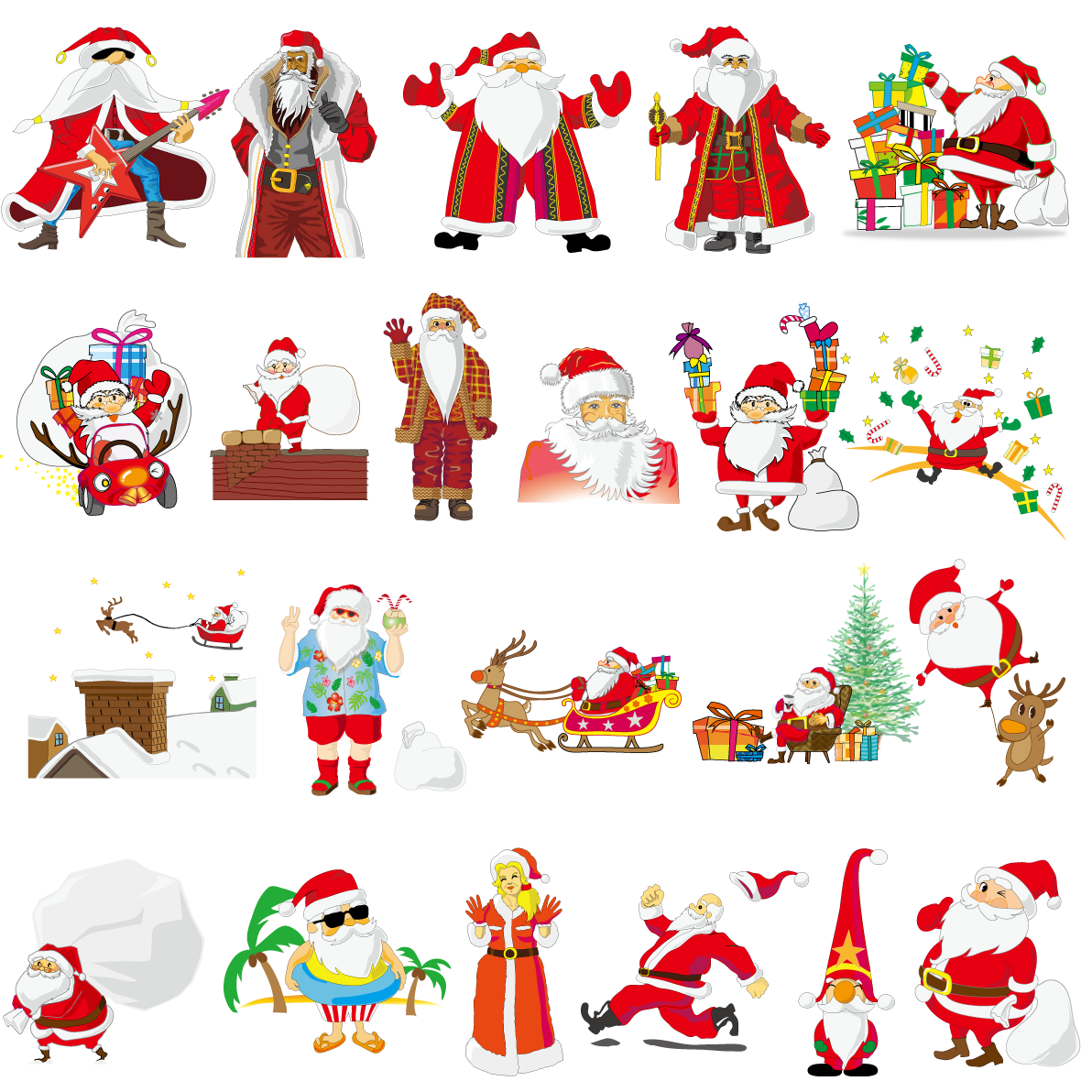 おしゃれ リアル かっこいい サンタクロース イラスト クリスマス セット素材集 無料 フリー素91326に写真・文字を入れる