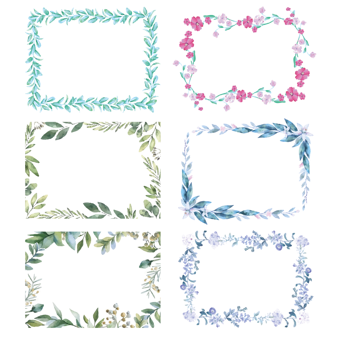 おしゃれ フレーム枠 横 イラスト ボタニカル シリーズ４ セット素材集 無料 フリー91357に写真・文字を入れる