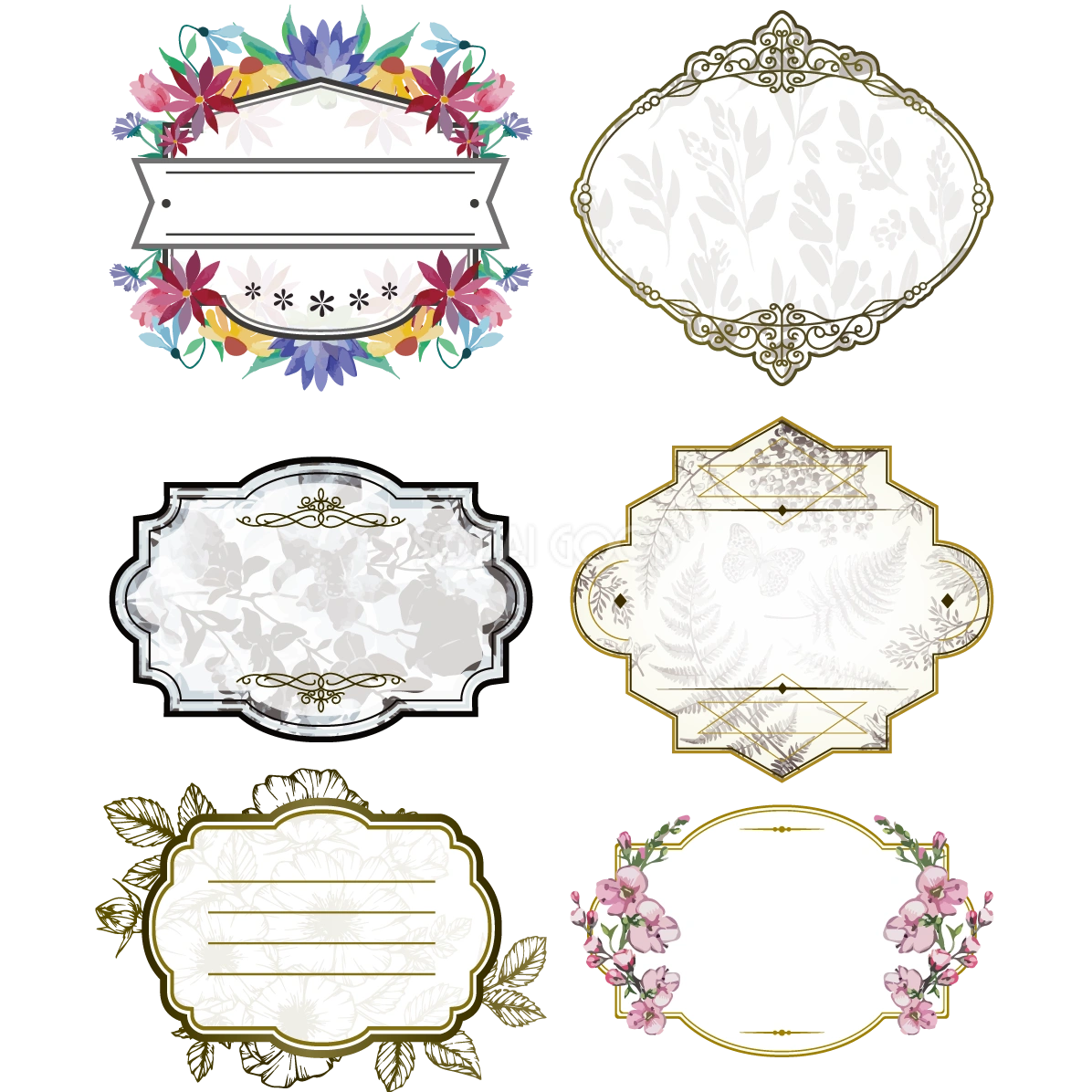 おしゃれ フレーム枠 イラスト ボタニカル シリーズ８ セット素材集 無料 フリー91361