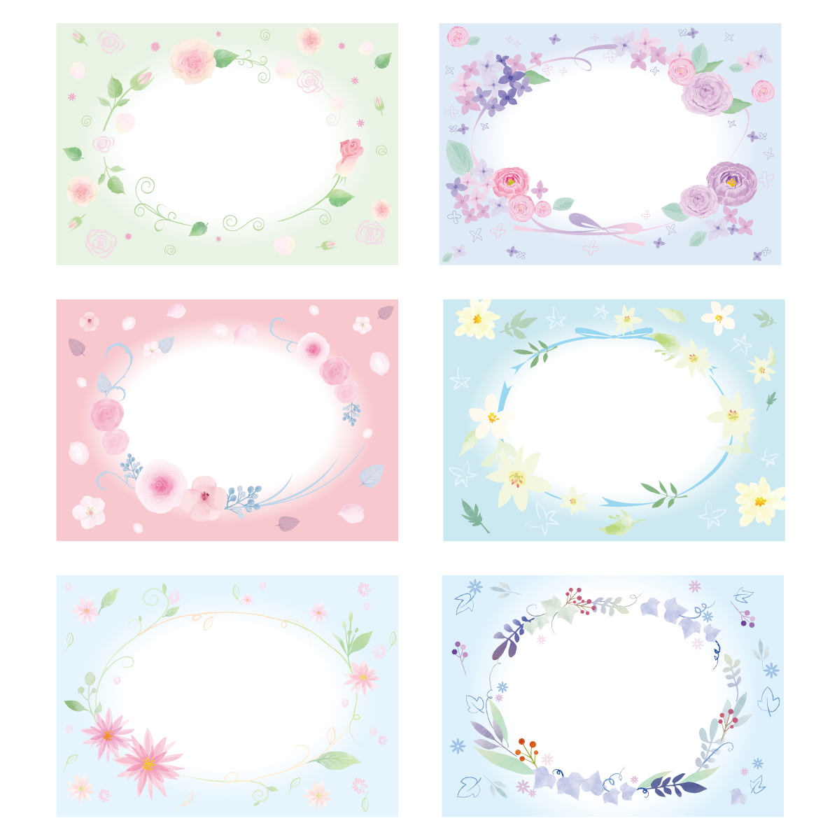 おしゃれ 花 フレーム枠 イラスト ボタニカル 横 シリーズ１１ セット素材集 無料 フリー91364に写真・文字を入れる