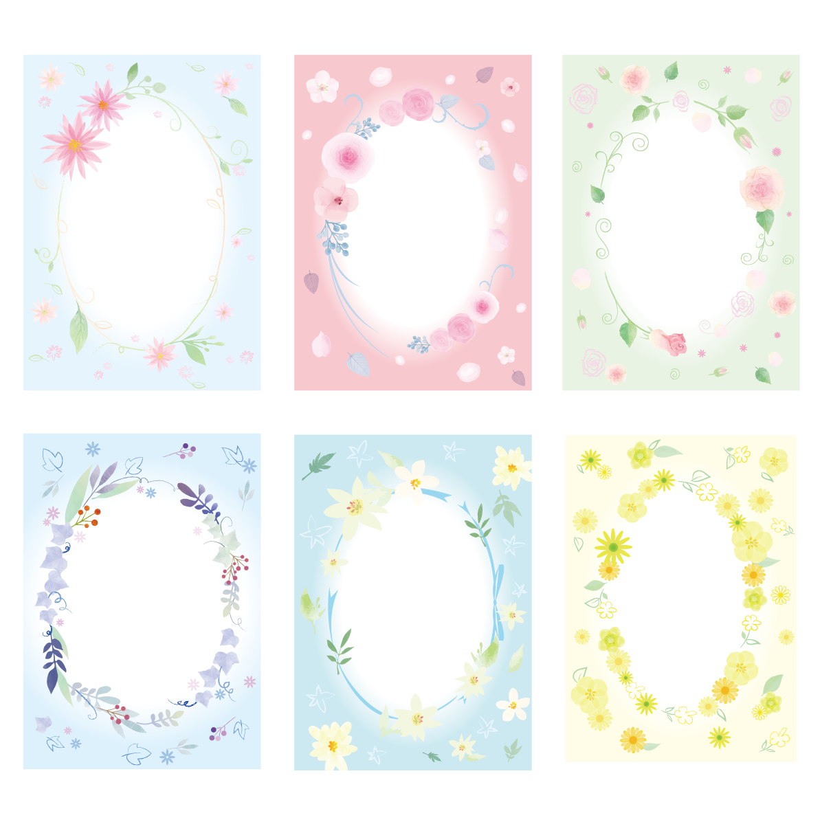 おしゃれ 花 フレーム枠 イラスト ボタニカル 縦 シリーズ１２ セット素材集 無料 フリー91365に写真・文字を入れる
