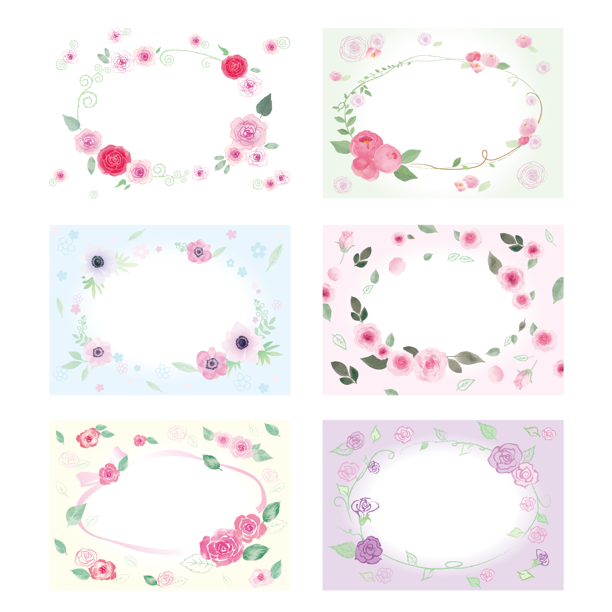 おしゃれ 花 フレーム枠 イラスト ボタニカル 横 シリーズ１３ セット素材集 無料 フリー91366に写真・文字を入れる
