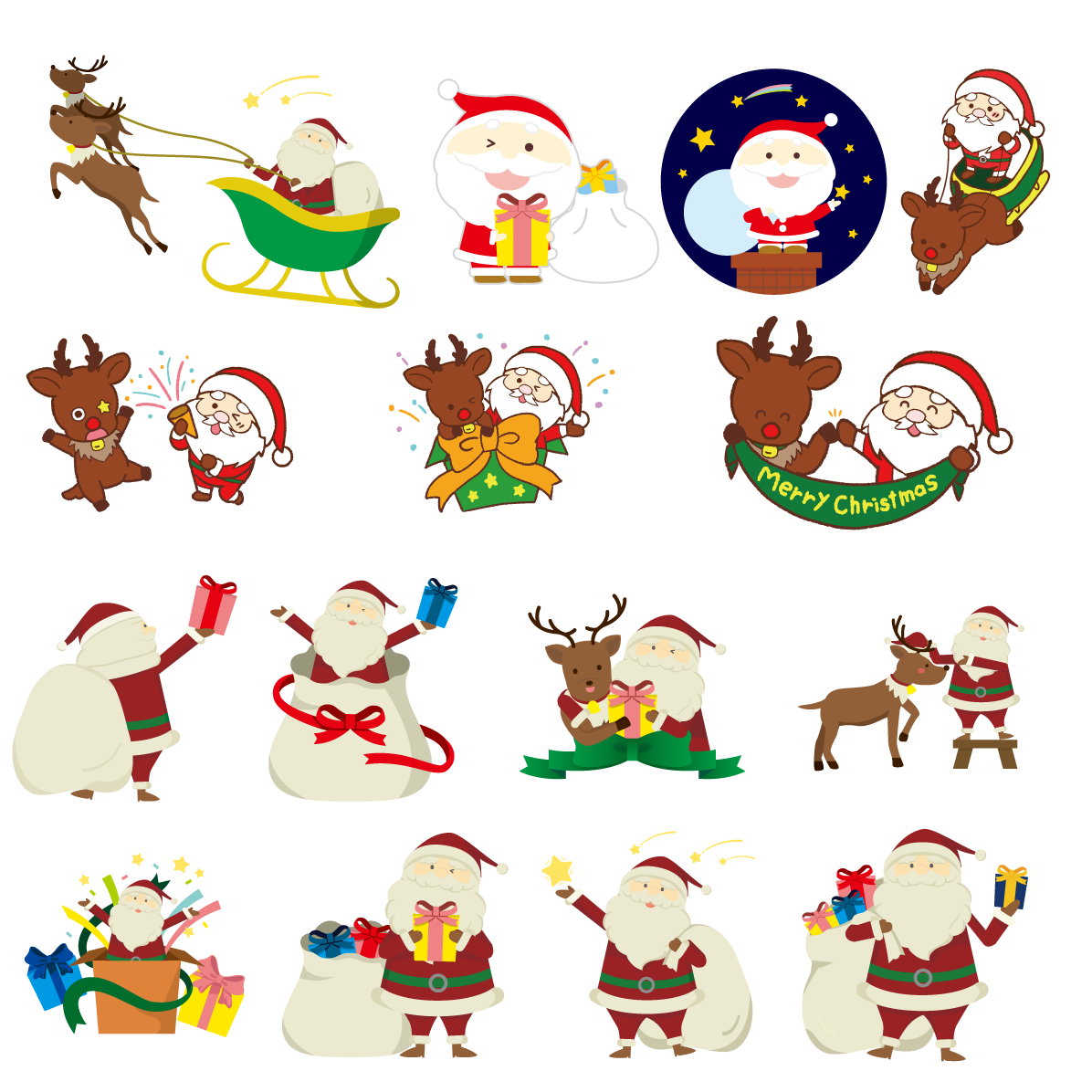 サンタクロース クリスマス セット素材集 無料 フリー91511に写真・文字を入れる