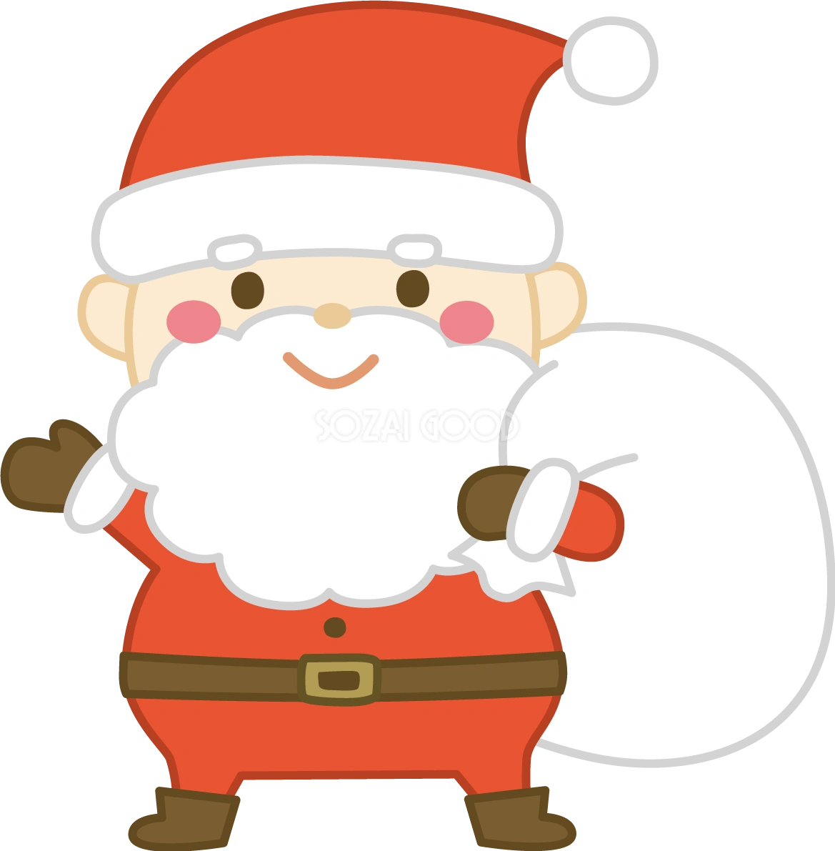右手を挙げて挨拶するサンタクロース かわいい クリスマス イラスト無料 フリー91517