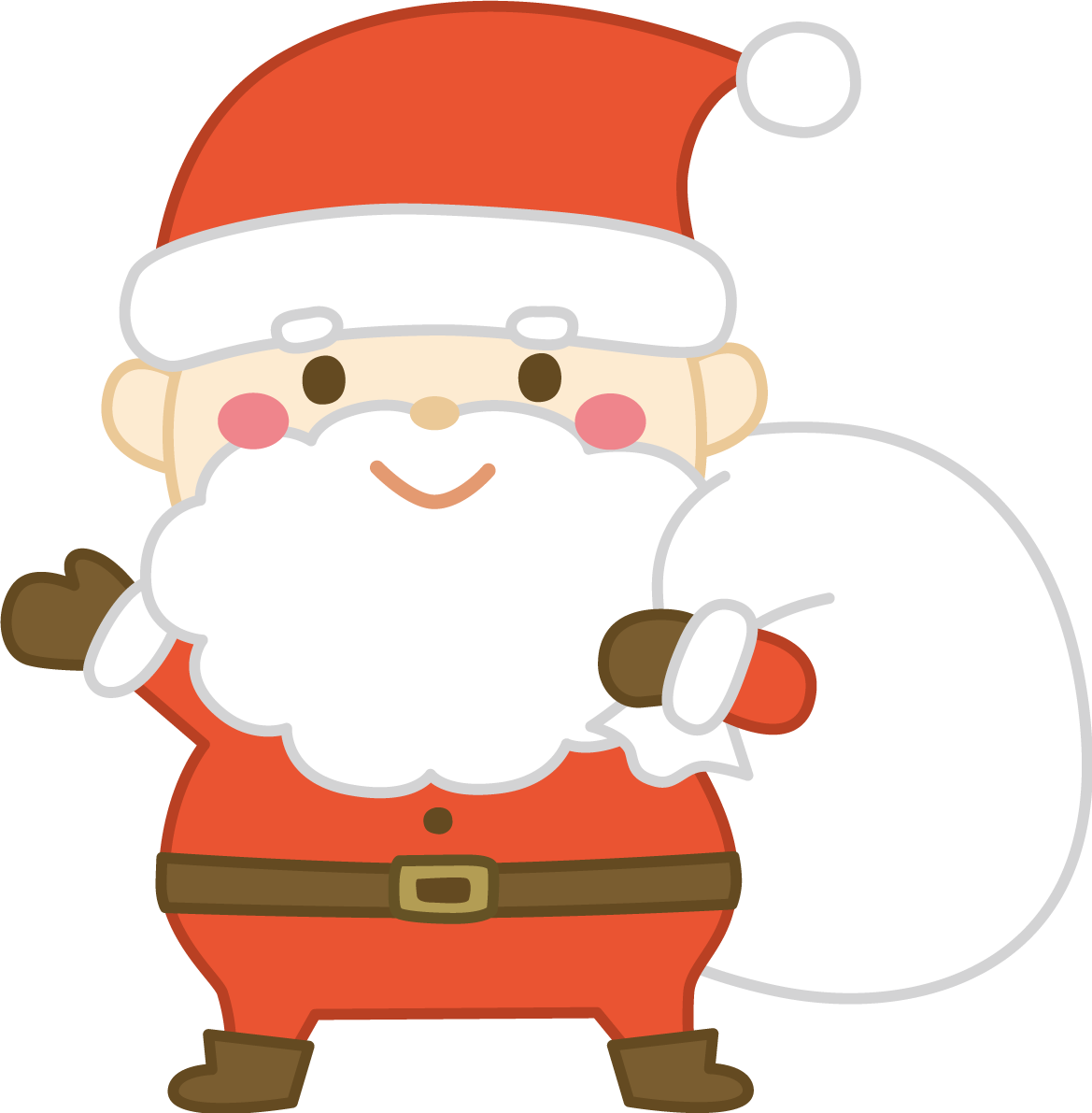 右手を挙げて挨拶するサンタクロース かわいい クリスマス イラスト無料 フリー91517に写真・文字を入れる