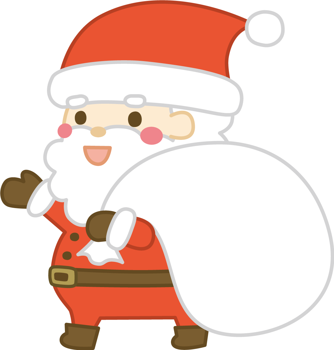 右手を挙げて振り返るサンタクロース かわいい クリスマス イラスト無料 フリー91524に写真・文字を入れる