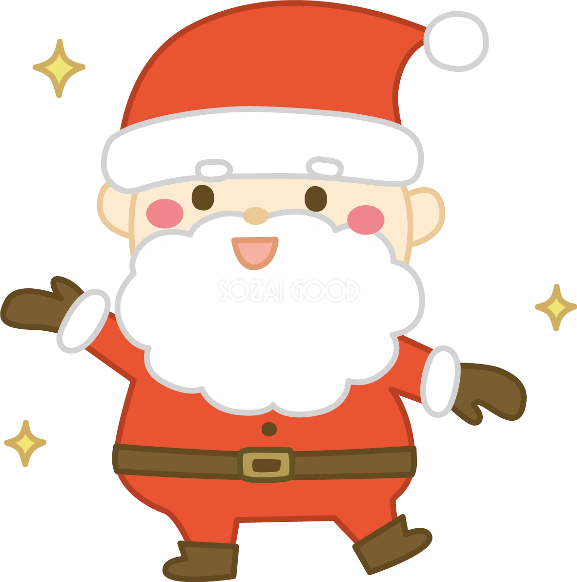 笑顔で右側を紹介するサンタクロース かわいい クリスマス イラスト無料 フリー91545