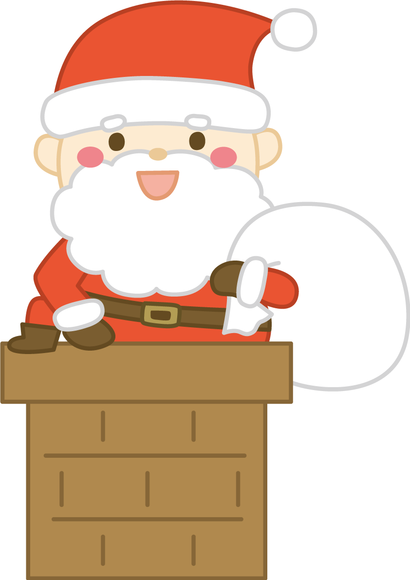 煙突に入ろうとするサンタクロース かわいい クリスマス イラスト無料 フリー91546に写真・文字を入れる
