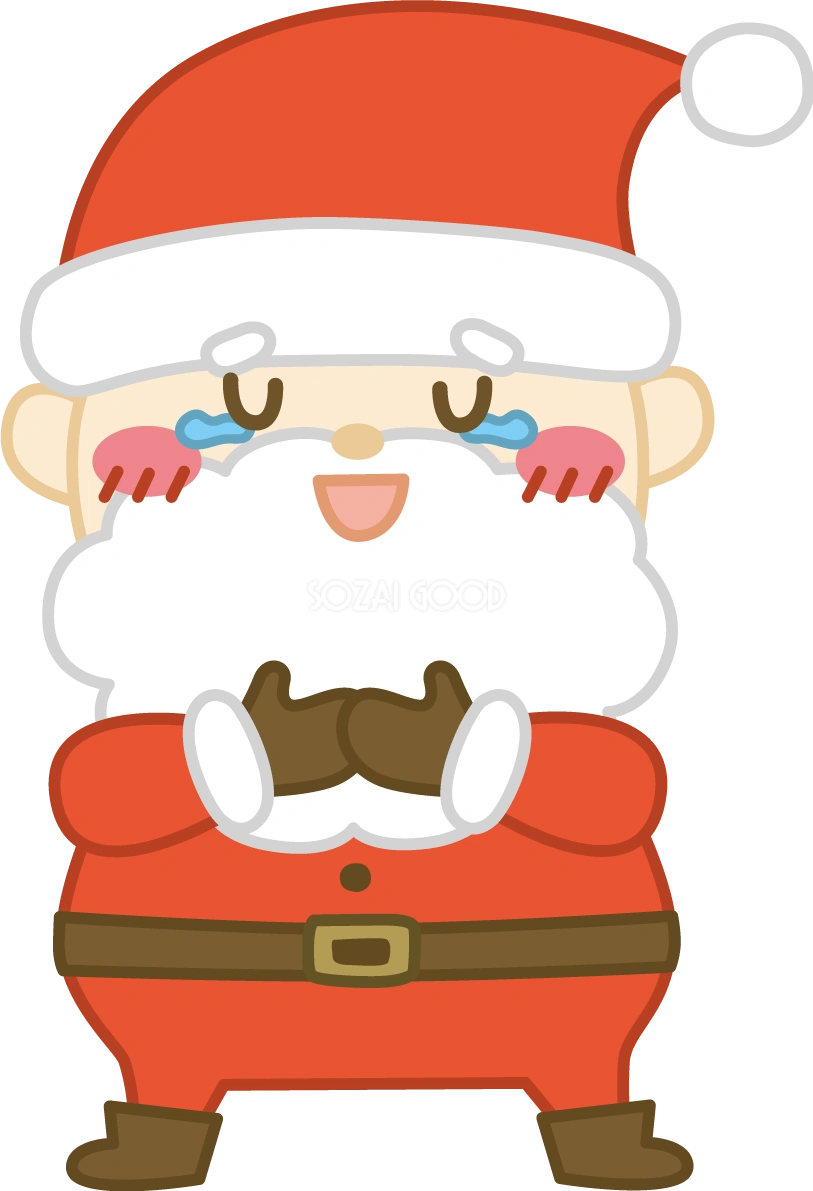感動して涙を流し泣くサンタクロース かわいい クリスマス イラスト無料 フリー91547