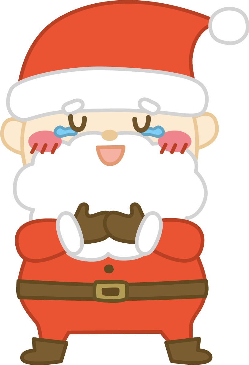 感動して涙を流し泣くサンタクロース かわいい クリスマス イラスト無料 フリー91547に写真・文字を入れる
