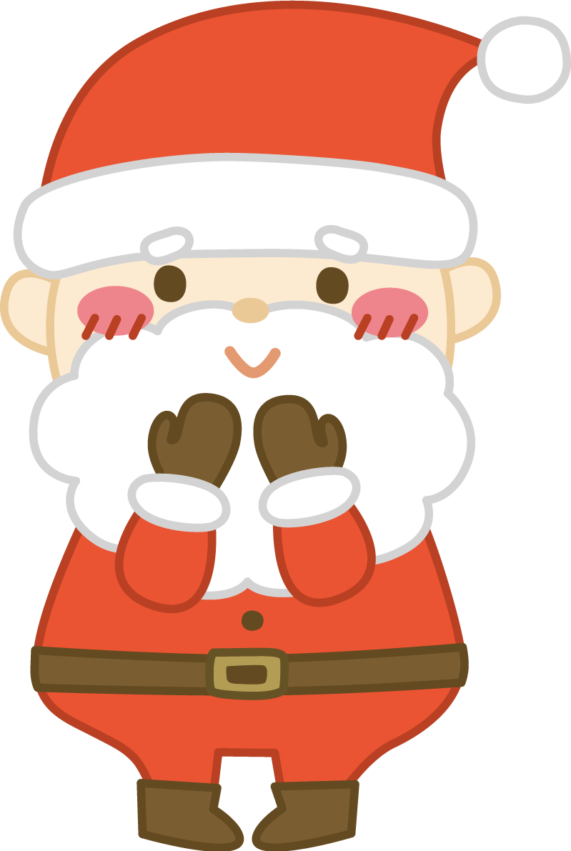 照れるサンタクロース かわいい クリスマス イラスト無料 フリー91553に写真・文字を入れる